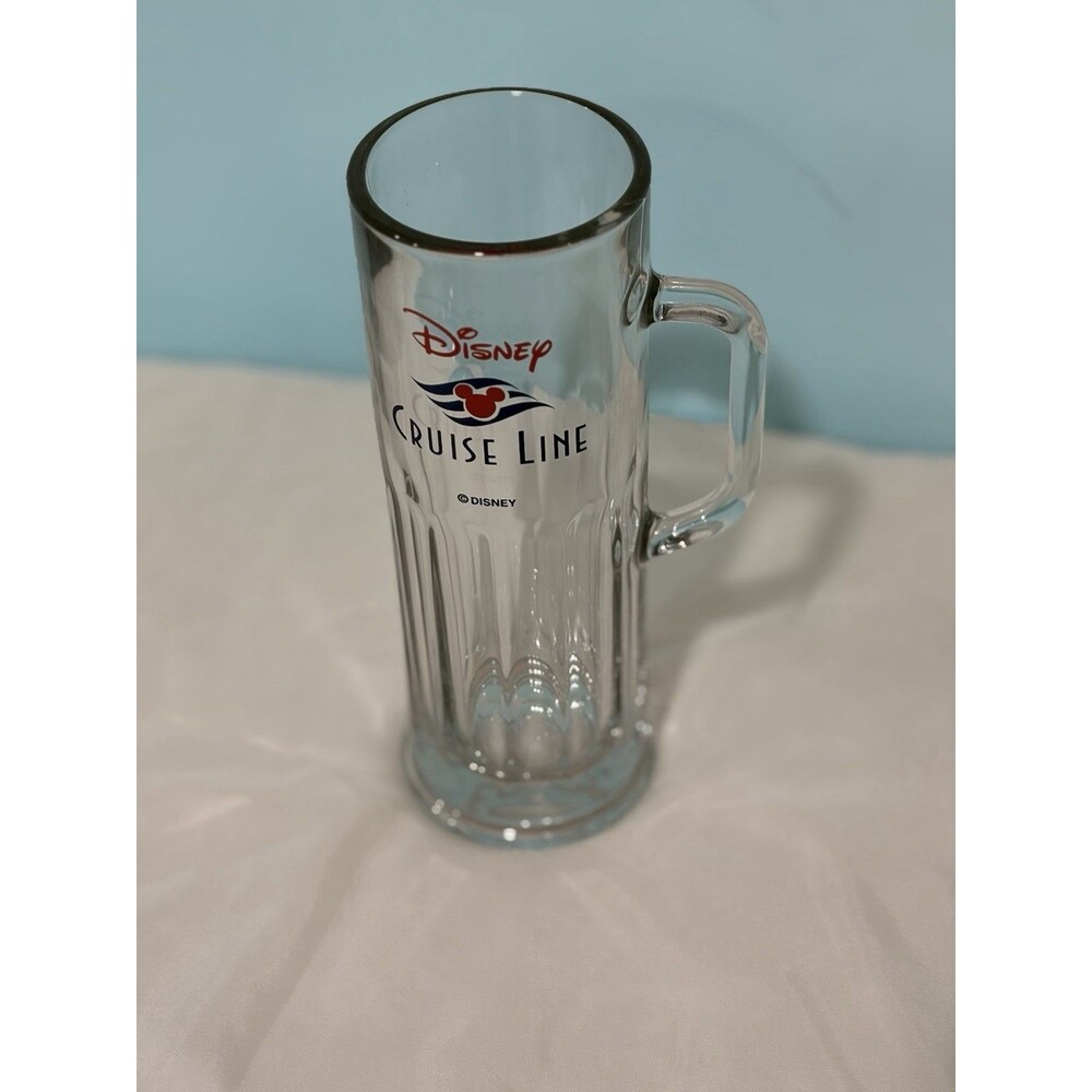 Disney Cruise Line Glass Beer Mug Stein 9" Tall Heavy Paneled Pilsner Libbey